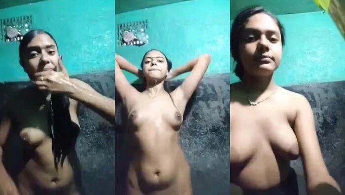Hot Bengali Village Girl Taking Bath In Bathroom Full Video HD
